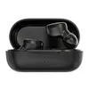 A pair of black wireless earbuds in their charging case. Produktbild-Vorschau