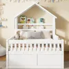 Kinder Hausbett Kiefer Holz 140x200 cm mit Ausziehbett und Produktbild-Vorschau 4