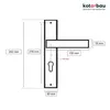 A technical drawing of a door handle set with dimensions and specifications. Produktbild-Vorschau