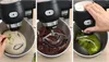 A collage of three images showing a stand mixer in use, with different doughs being mixed. Produktbild-Vorschau