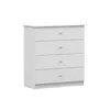 A white chest of drawers with four drawers and pink knobs, shown against a white background. Náhľad obrázku produktu