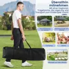 A man carrying a large black bag in a grassy outdoor area, with multiple smaller images showing different uses of a tent/pavilion. Anteprima dell’immagine prodotto