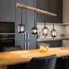 Hängeleuchte, Glasschirm, Holzoptik, braun, H 130 cm Produktbild-Vorschau 9
