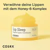 A jar of lip sleeping mask with text overlay advertising its benefits. Produktbild-Vorschau