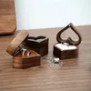 Dřevěný prsten Box šperky boxy měkký interiér Vintage Náhled obrázku produktu 5