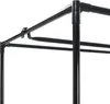 A close-up view of the black metal frame of a wardrobe, showing the joints and support bars. Produktbild-Vorschau