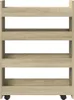 A narrow, four-tier storage cart with a wood-grain finish. Podgląd zdjęcia produktu
