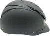 A side view of a dark gray riding helmet against a white background. Produktbild-Vorschau