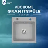 VBChome Granitspüle 50 x 48 cm Grau Einzelbecken Produktbild-Vorschau 2