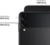 Close-up of the rear camera module and front camera of a smartphone, with labels indicating camera specifications. Produktbild-Vorschau