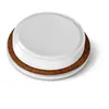 A white threaded cap with a brown cork ring underneath, isolated on a white background. Produktbild-Vorschau