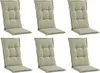Six beige chair cushions arranged in two rows of three. Produktbild-Vorschau
