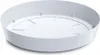 A white round plant saucer with raised ridges on the inside bottom. Produktbild-Vorschau