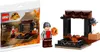 A LEGO Jurassic World Dinosaur Market playset is shown in its packaging and as a built model with a minifigure. Produktbild-Vorschau