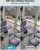 A split image showing a comparison of camera resolution, with one side labeled '4MP' and the other '1080P/3MP'. Both sides depict an outdoor patio scene with furniture. Náhled obrázku produktu