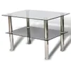 A glass coffee table with a lower shelf and chrome legs, presented on a white background. Náhľad obrázku produktu