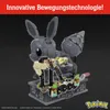 A gray LEGO-like model of the Pokemon Eevee with a mechanical base, set against a dark background. Text overlays highlight "Innovative Bewegungstechnologie!". Náhľad obrázku produktu