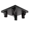 A black, square-shaped ceiling light fixture with four adjustable cylindrical spotlights is shown against a white background. Voir les images du produit