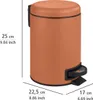 A terracotta colored pedal bin with dimensions indicated by lines and text. Náhled obrázku produktu