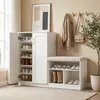 MinteLiv Schuhschrank L-Form Weiß mit Sitzbank und 9 Produktbild-Vorschau 9