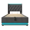 A studio shot of a bed frame with LED lighting. Produktbild-Vorschau