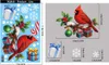 Collage of Christmas-themed stickers featuring cardinals, gifts, snowflakes, and candy canes, with size indicators. Náhled obrázku produktu