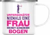 Trendation - Bogenschießen Frau Emaille Tasse Geschenk Produktbild-Vorschau 1