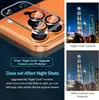 A product image showcasing a camera lens protector for a smartphone, with accompanying marketing text and example photos. Produktbild-Vorschau