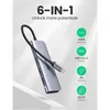 A product shot of a USB-C hub with feature callouts. Produktbild-Vorschau