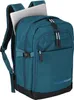 A teal backpack with a laptop partially inserted. Voir les images du produit
