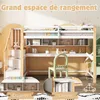 A loft bed with a desk and storage, set up in a child's room. Produktbild-Vorschau