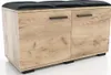 A shoe cabinet with a padded seat on top, shown against a white background. Produktbild-Vorschau