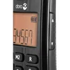 A close-up view of a black Doro cordless phone, showing the screen with numbers and a battery indicator, as well as some buttons. Produktbild-Vorschau