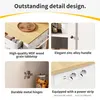A collage of four close-up images showcasing details of a kitchen serving cart, with text descriptions below each image. Produktbild-Vorschau