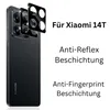 A black smartphone with camera lens protectors shown on the back, next to text describing product features. Produktbild-Vorschau