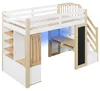 Cama alta de 90x200 cm con escritorio, estanterías, Vista previa de la imagen del producto 13
