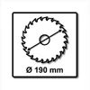 A diagram of a circular saw blade with its diameter indicated. Voir les images du produit