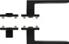 A set of black door handles and related hardware components are arranged on a white background. Produktbild-Vorschau
