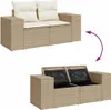7-tlg. Garten-Sofagarnitur mit Kissen Beige Poly Rattan Produktbild-Vorschau 7