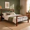 Homestyle4u 987, Metallbett 160x200 Schwarz Braun, Produktbild-Vorschau 3