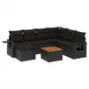 Design 8-tlg. Garten-Sofagarnitur mit Kissen Schwarz Poly Produktbild-Vorschau 2
