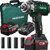 A cordless impact wrench kit with two batteries, a charger, and sockets, displayed on a white background. Náhled obrázku produktu
