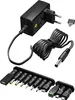 A black universal AC adapter with multiple interchangeable tips and a USB adapter. Náhľad obrázku produktu