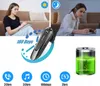 Collage showing a woman using wireless headphones, a close-up of the headphones, and icons representing battery life and usage time. Produktbild-Vorschau