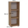 A diagram of a wooden bookshelf with dimensions indicated. Produktbild-Vorschau