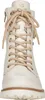 A front view of a white boot with beige laces and gold eyelets. Produktbild-Vorschau