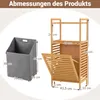 A size chart showing dimensions of a laundry basket and a bamboo laundry cabinet. Podgląd zdjęcia produktu