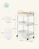A product image with dimensions and feature callouts for a rolling cart. Produktbild-Vorschau