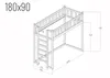 Hochbett Höhe 150 cm - FILIP 180x90 cm - Einstieg seitlich Produktbild-Vorschau 2