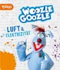A blue puppet character is shown in front of a white brick wall with colorful paint splatters and text. Produktbild-Vorschau